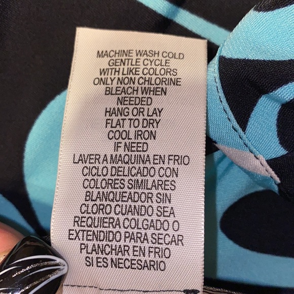 Lily Black Geo Sky Blue Swirls Print Sleeveless Dress - Picture 11 of 11